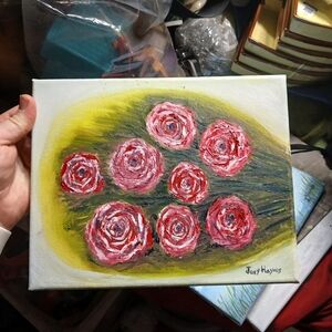 Floral Canvas Art with Pink Roses